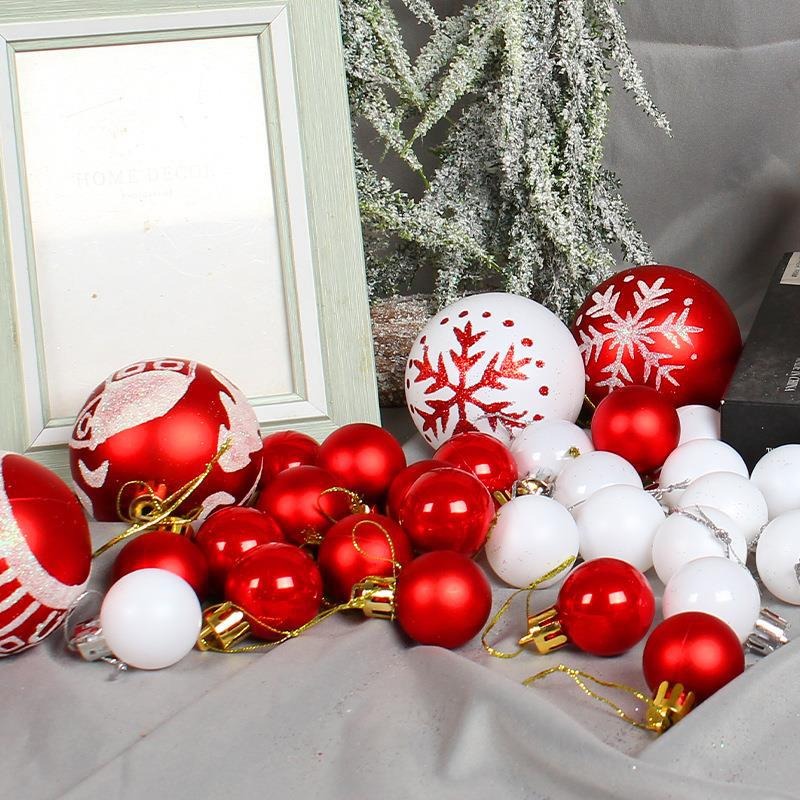 Christmas Ball Gift Set – Creative Painted Red & White Plastic Hanging Tree Decoration Ornaments