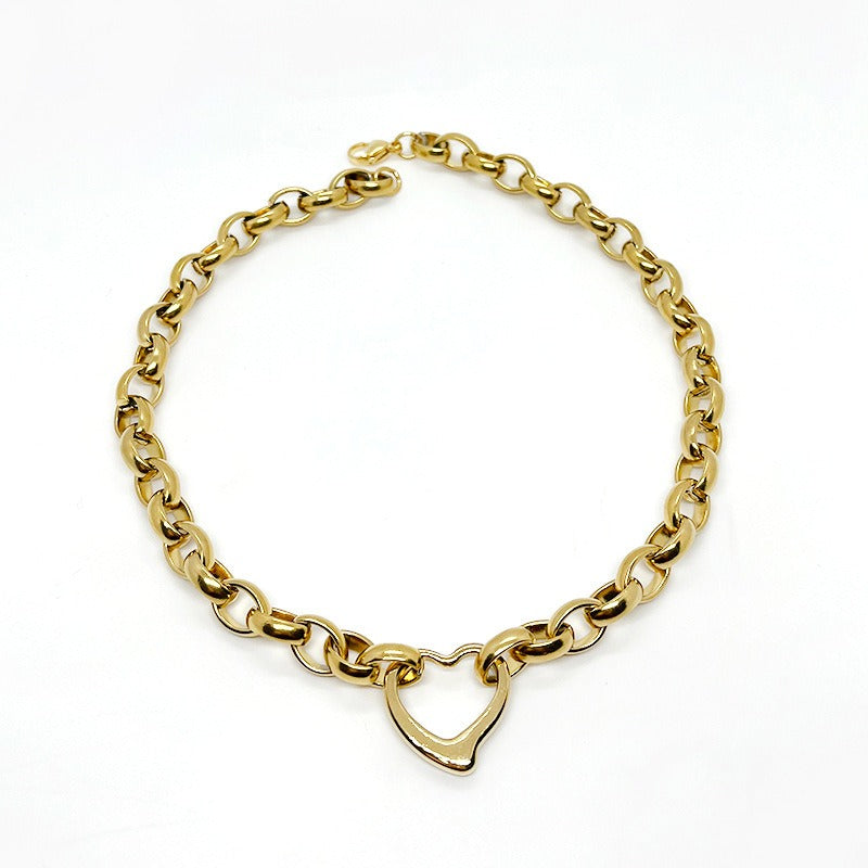 Heart-Shaped Stainless Steel Bracelet Necklace – Titanium Steel Fashionable Peach Heart Jewelry