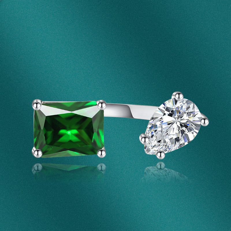 Internet Celebrity Accessory Pink Diamond Yellow Diamond Water Drop Geometric Rectangular Adjustable Ring bracelet