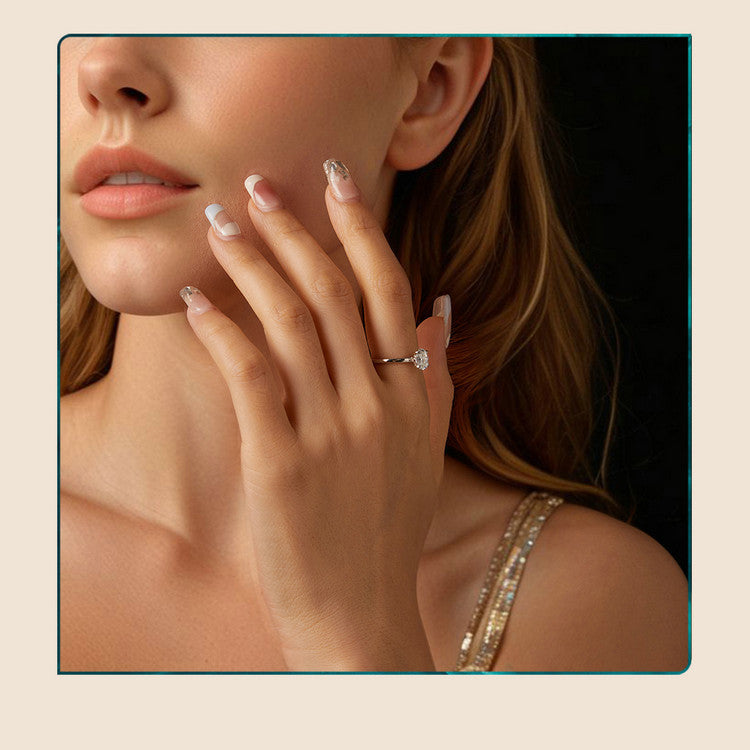 Oval One Carat Moissanite s925 Pure Silver Ring – Classic Platinum Electroplated Wedding Jewelry