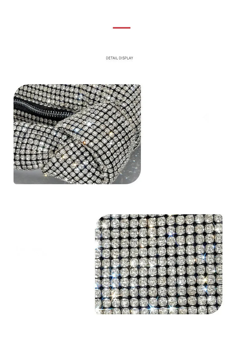 Luxury Handle Rhinestones Knot Evening Bags – Silver Crystal Top Handle Handbag for Womensigner Handbag Tote