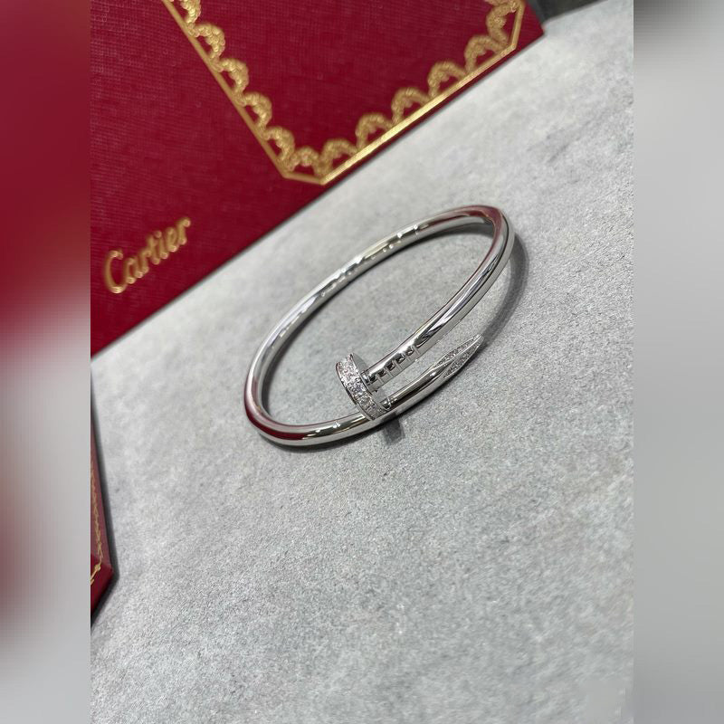 V-Gold Diamond Pavé Screw Cuff – Titanium Steel Couples Bracelet with Open-Close Clasp