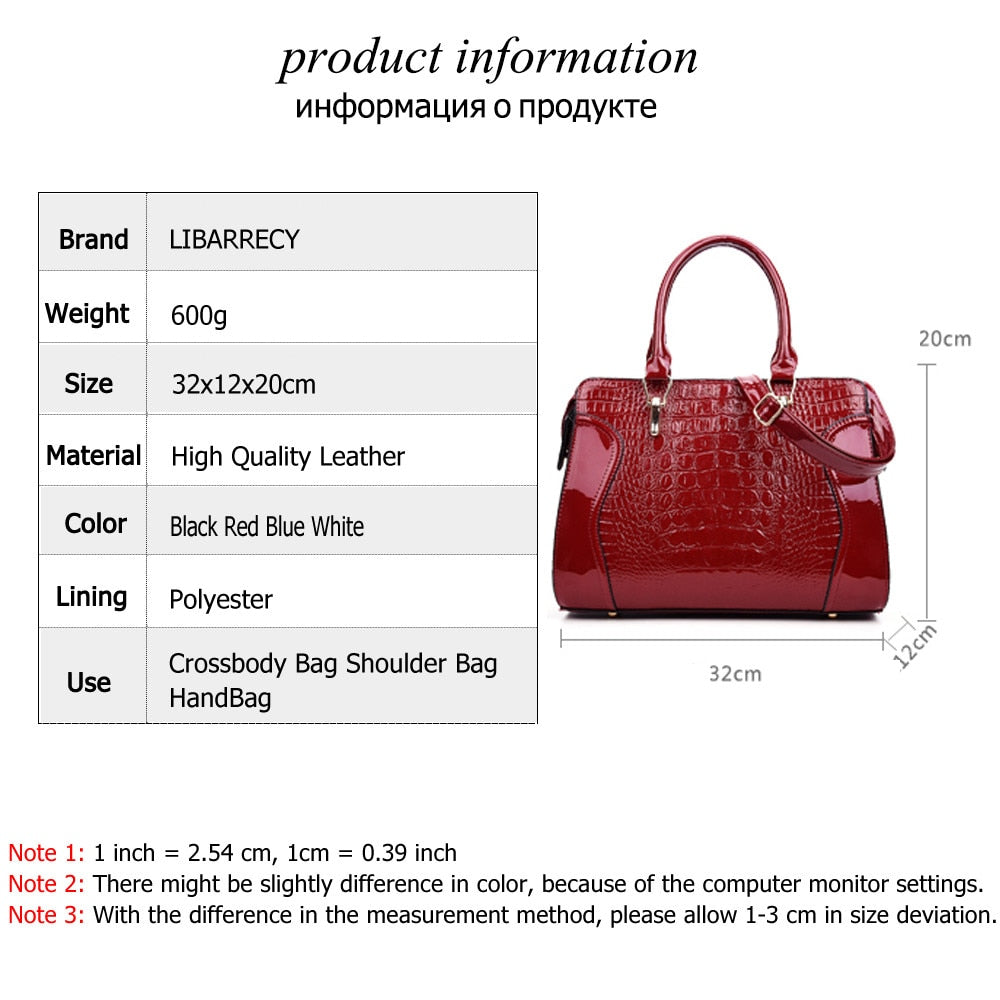 Fashion Crocodile Pattern Ladies Handbag – High Quality Leather Shoulder Messenger Travel Bag
