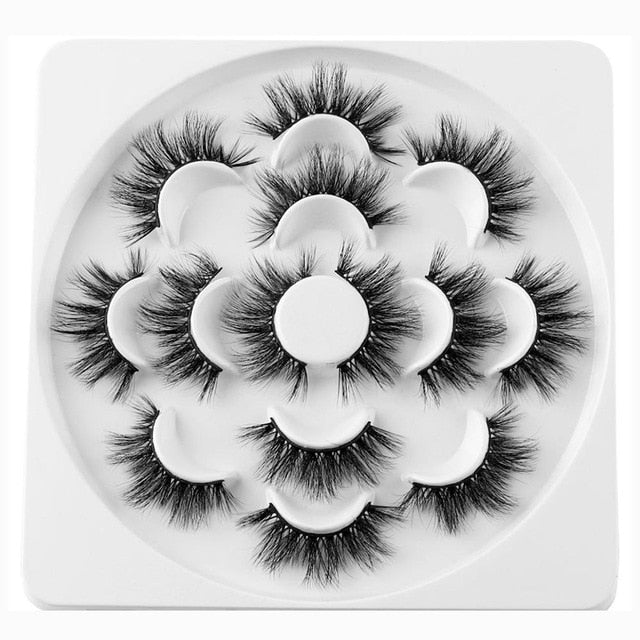 3D Mink Hair False Eyelashes – 25mm Thick, Long, Wispy Handmade Lashes, 7 Pairs