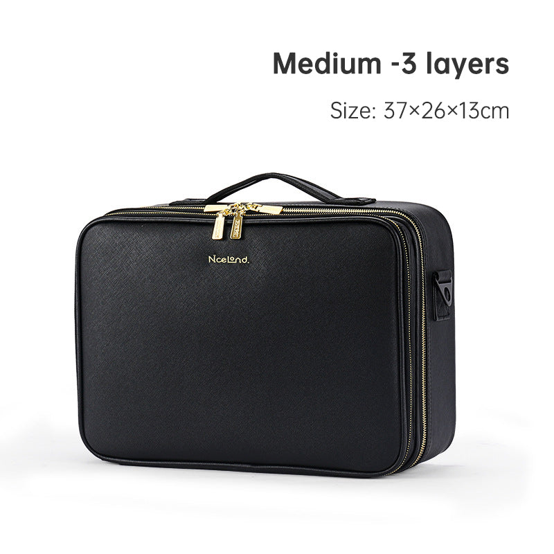 PU Portable Zipper Pouch Leather Makeup Organizer – Waterproof Zipper Pouch with Handle for Travel & Daily Use