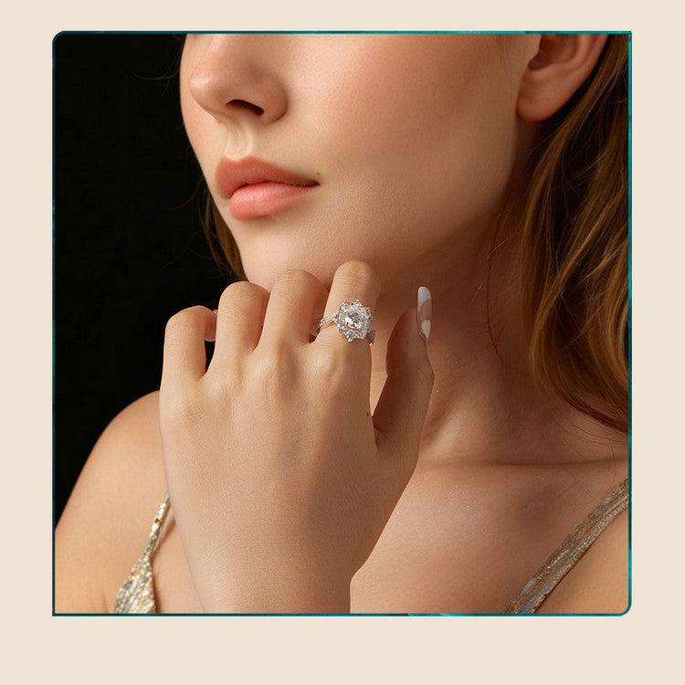 Two Carat Moissanite Diamond s925 Pure Silver Ring – Luxury Proposal & Engagement Jewelry