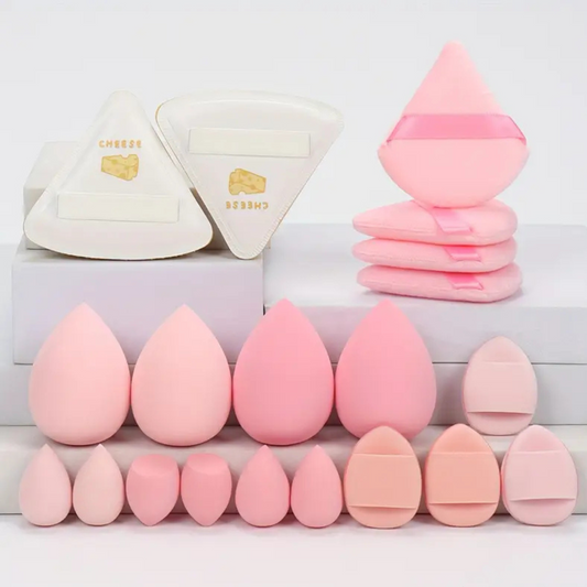High Energy 14pcs Makeup Puff & Sponge Set – Latex-Free, Waterproof, for Wet & Dry Use
