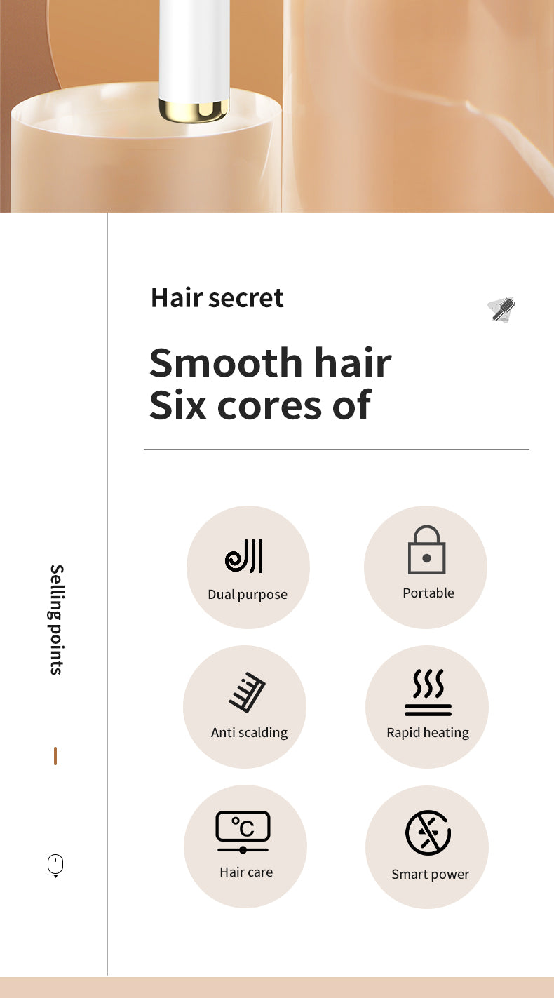 Electric Hair Straightener – LCD Dual-Purpose Negative Ion Hair Comb & Curling Stick for Home & Salon