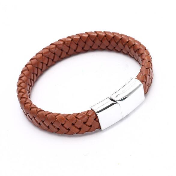 Punk Braided Leather Bracelet for Men – Stainless Steel Magnetic Clasp Fashion Jewelry AAA+++
