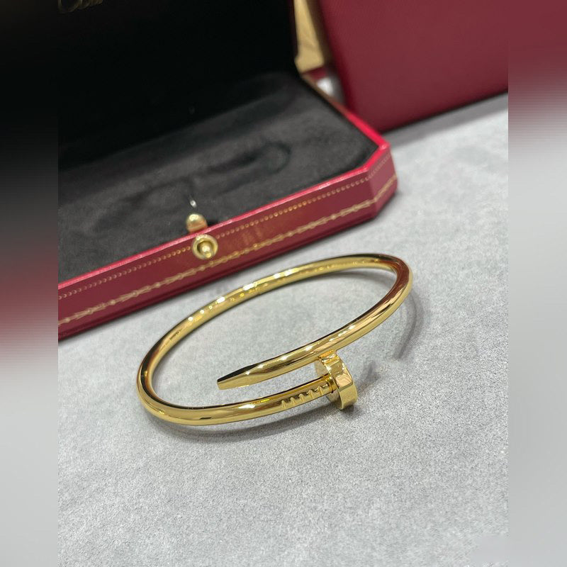 V-Gold Diamond Pavé Screw Cuff – Titanium Steel Couples Bracelet with Open-Close Clasp