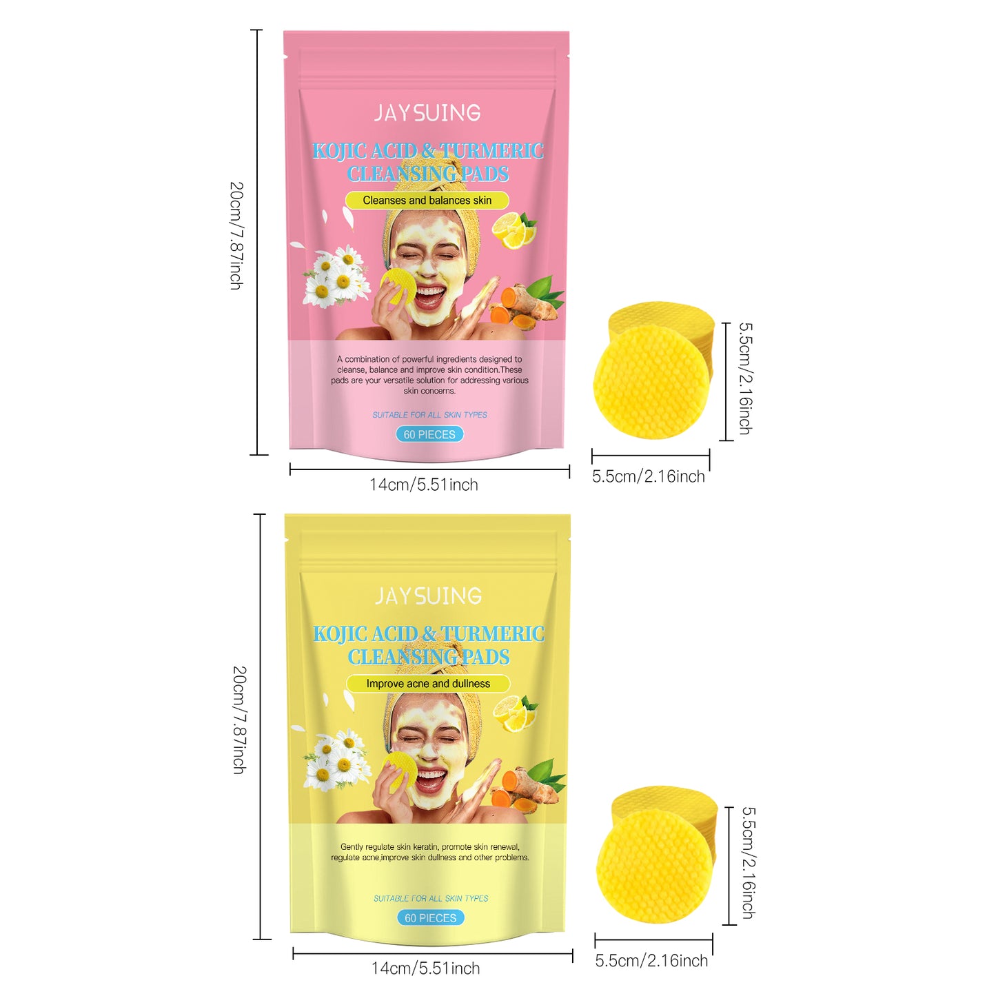 Kojic Acid and Turmeric Cleansing Pad – Gentle Water-Oil Balanced Skin Care Pad