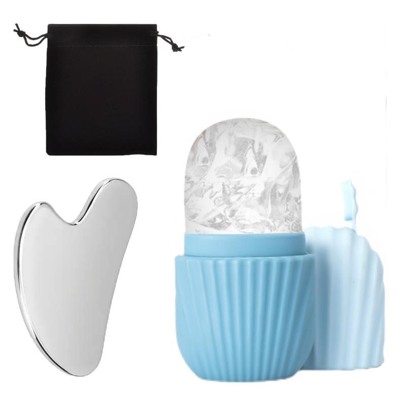 Silicone Ice Grid Facial Care Tool – Ice Scraping Plate Set with Storage Bag