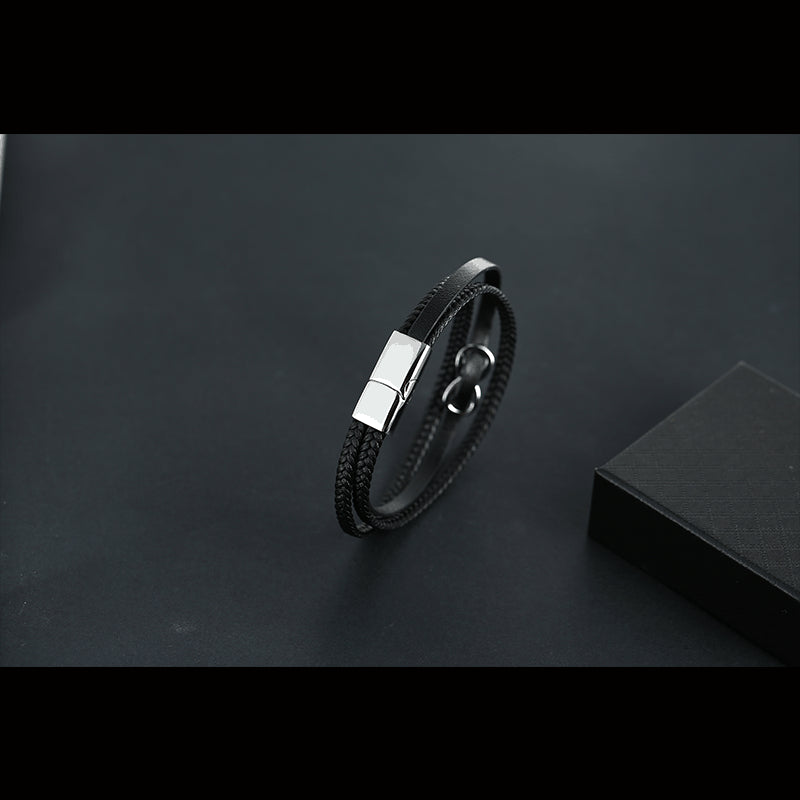 Multi-Layer Braided Stainless Steel Leather Bracelet – High-End Simple Fashion Jewelry