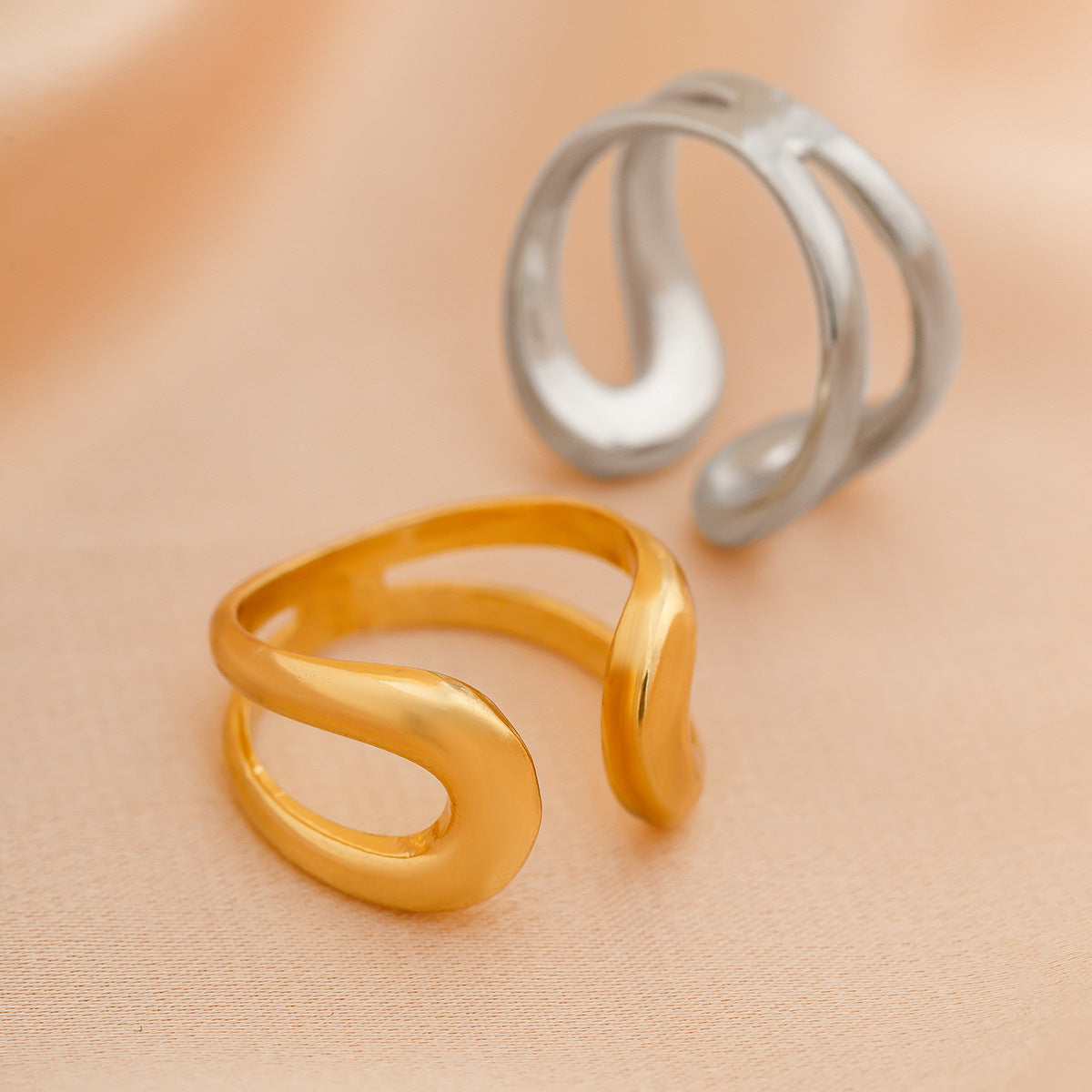 Baroque Round Irregular Curved Smooth Plain Ring – Luxury Alloy Women’s Fashion Jewelry