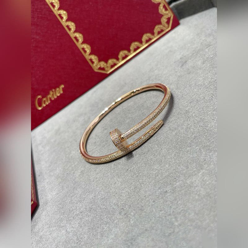 V-Gold Diamond Pavé Screw Cuff – Titanium Steel Couples Bracelet with Open-Close Clasp