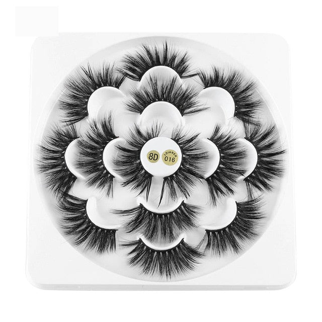 3D Mink Hair False Eyelashes – 25mm Thick, Long, Wispy Handmade Lashes, 7 Pairs