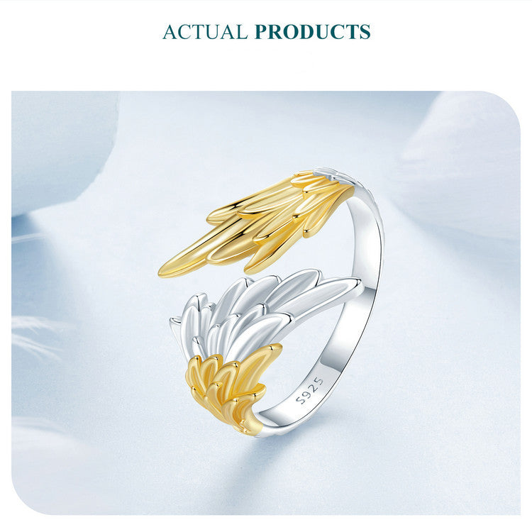 14K Gold Plated Wing Opening s925 Silver Ring –  Luxury Adjustable Fashion Jewelry