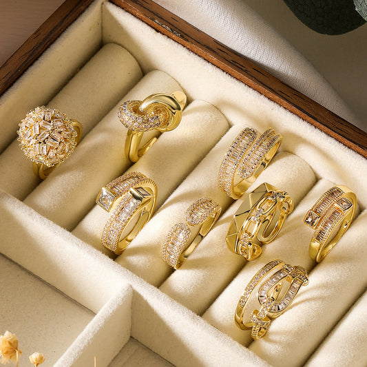 European and American Luxury High-End Ring for Women – Niche Geometric Adjustable Open Ring