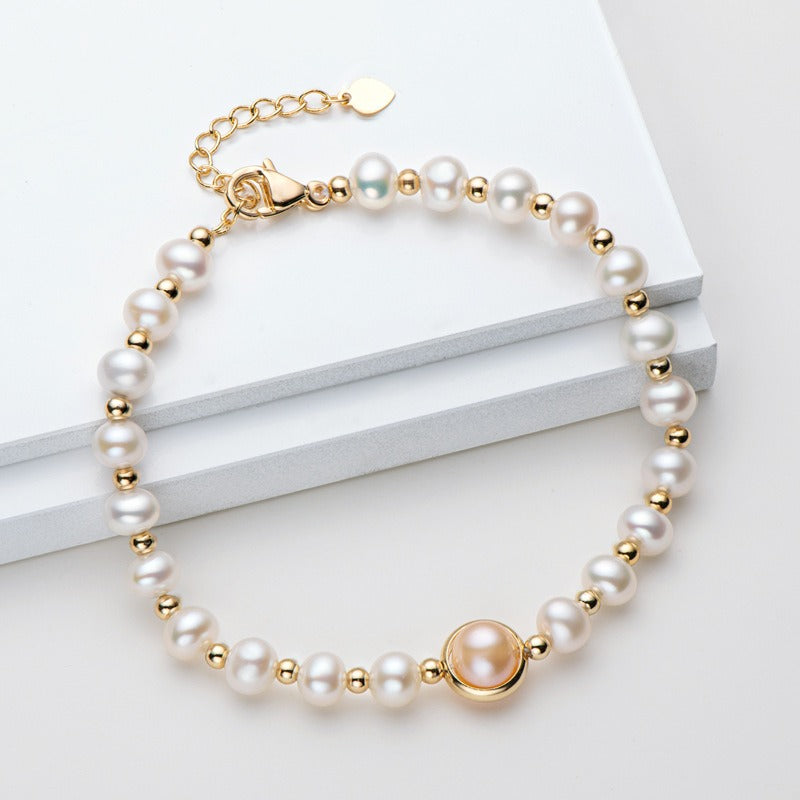 14K Gold Wrapped Pearl Bracelet – Luxury Natural Freshwater Pearl Jewelry for Women