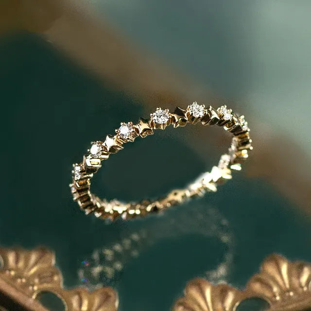 Real 925 Sterling Silver 14K Gold Plating Rings for Women – Elegant Luxury Zircon Jewelry Gift