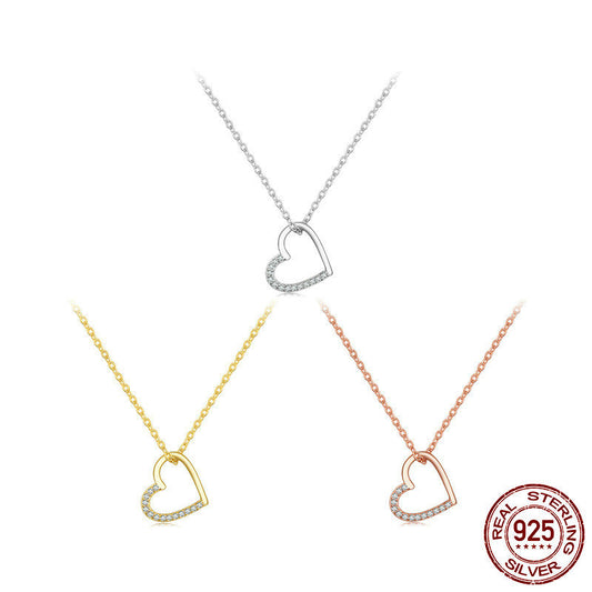 Elegant White Gold Plated Heart Necklace – Perfect Gift for Her