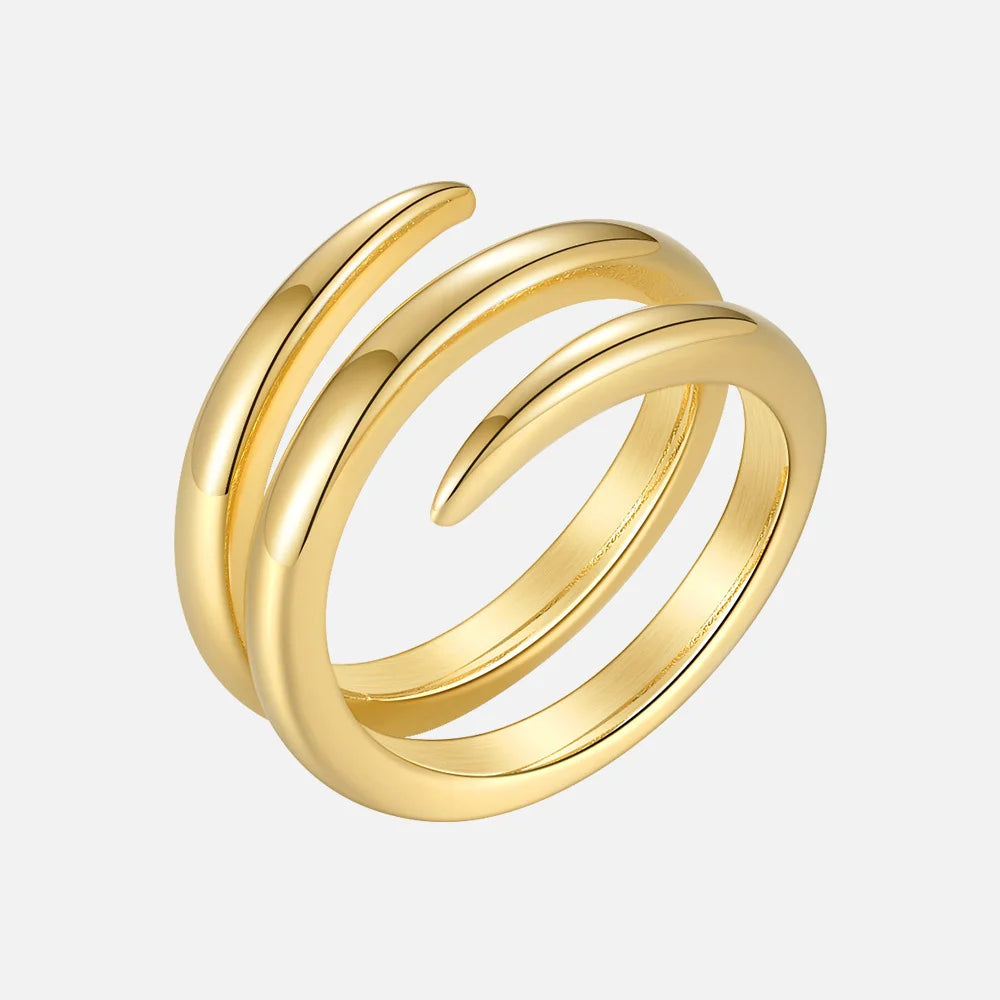 18K Gold Plated Spiral Line Rings For Women – Simple Allergy-Free Stainless Steel Fashion Jewelry