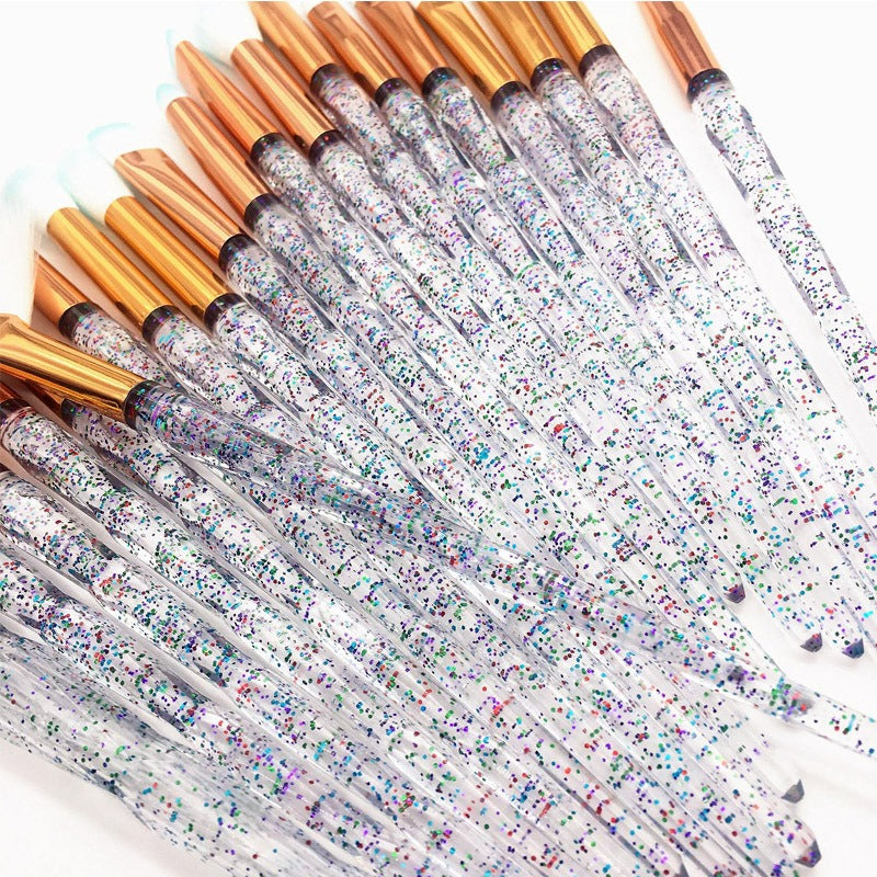 20 Sets Diamond Transparent Handle Eyeshadow Makeup Brushes – Multifunctional Eye Makeup Tools for Professional & Daily Use
