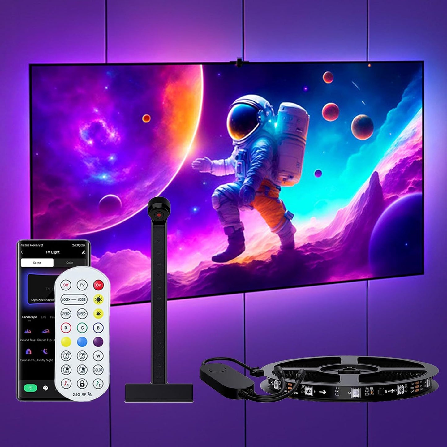 LED Light Strip Bluetooth Sync TV Background Ambient Light with Camera Color Matching – Smart Mood Lighting