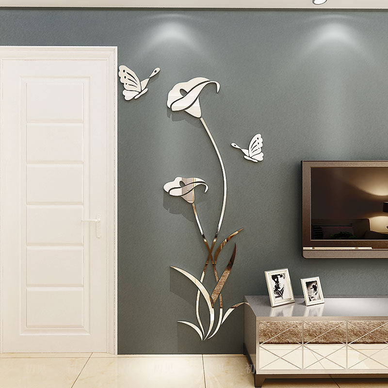 Lily Crystal Acrylic 3D Wall Stickers – Elegant Living Room, Bedroom & TV Background Wall Decor