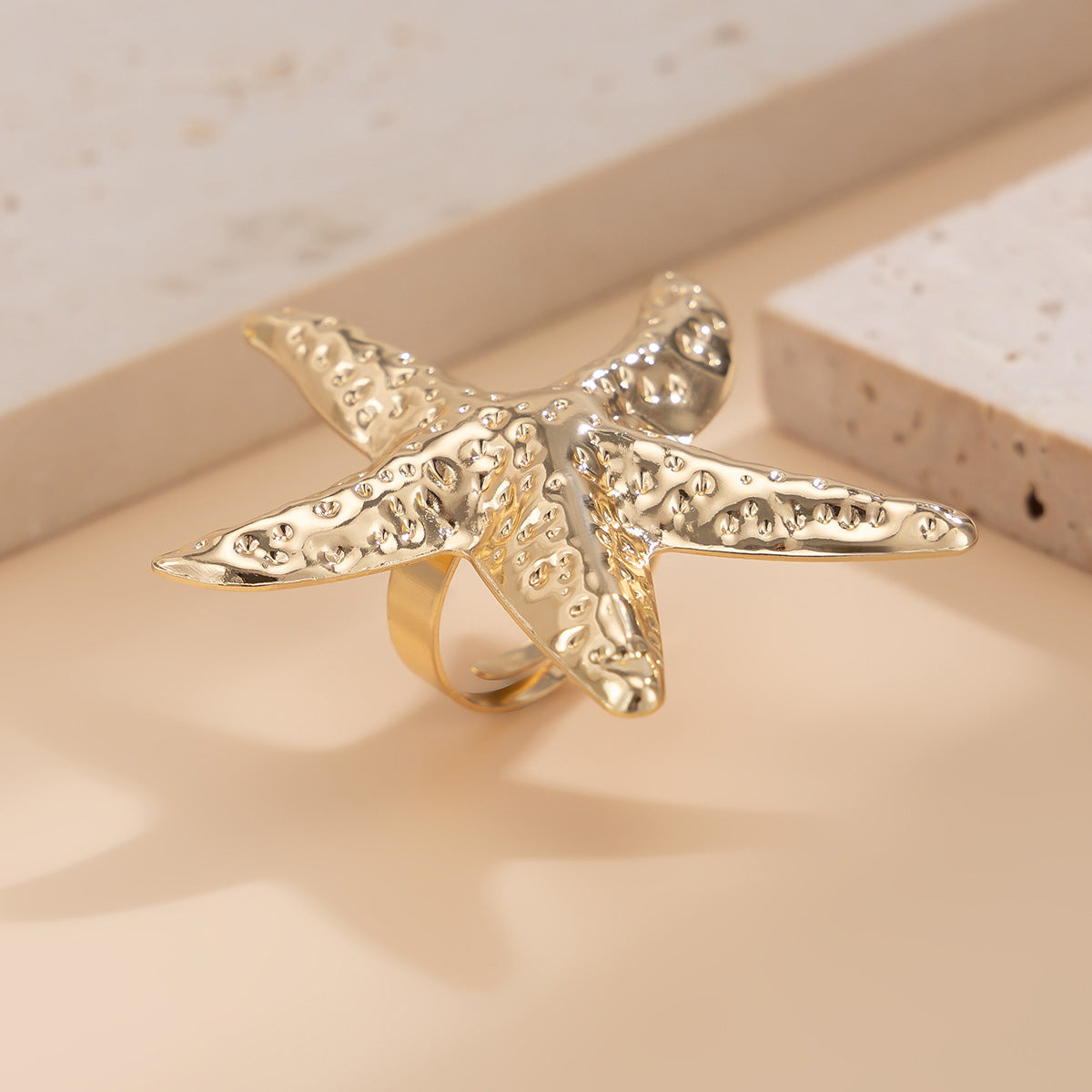 Starfish Beach Imitation Pearl Adjustable Ring – Holiday Style Alloy Women’s Jewelry