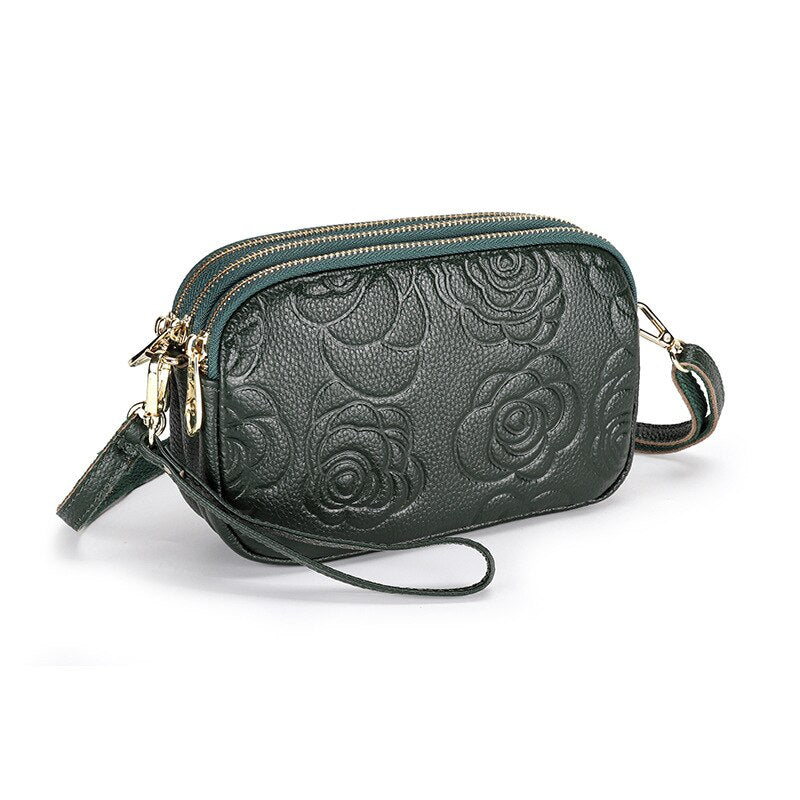 Trend Camellia Genuine Leather Messenger Bag – Luxury Women’s Crossbody & Designer Shoulder Bag