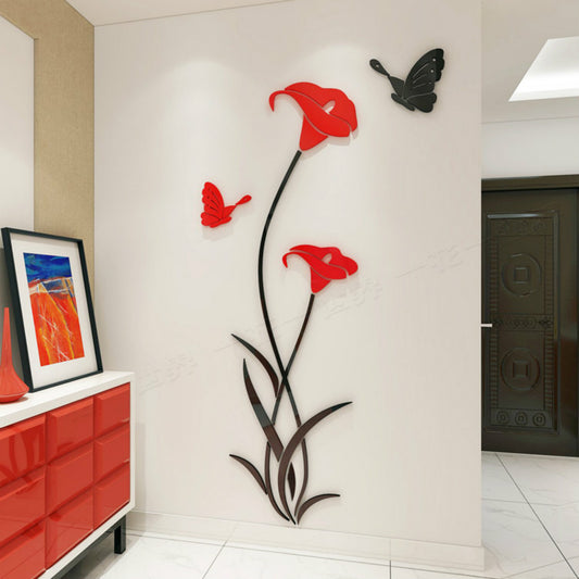 Lily Crystal Acrylic 3D Wall Stickers – Elegant Living Room, Bedroom & TV Background Wall Decor