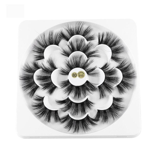 3D Mink Hair False Eyelashes – 25mm Thick, Long, Wispy Handmade Lashes, 7 Pairs