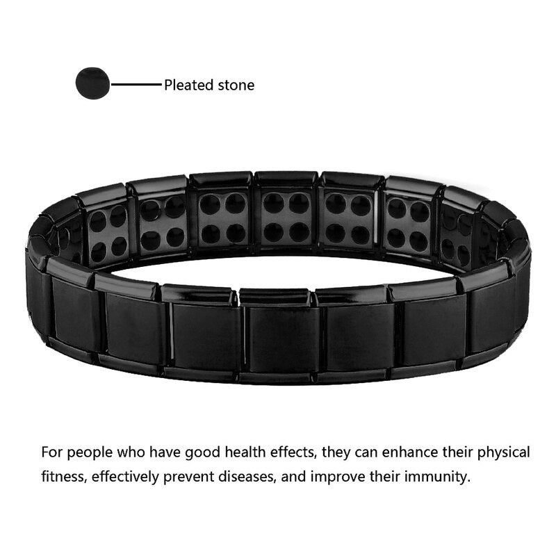Stainless Steel Black Germanium Magnetic Chain Link Bracelet – Energy Healing Jewelry for Men & Women