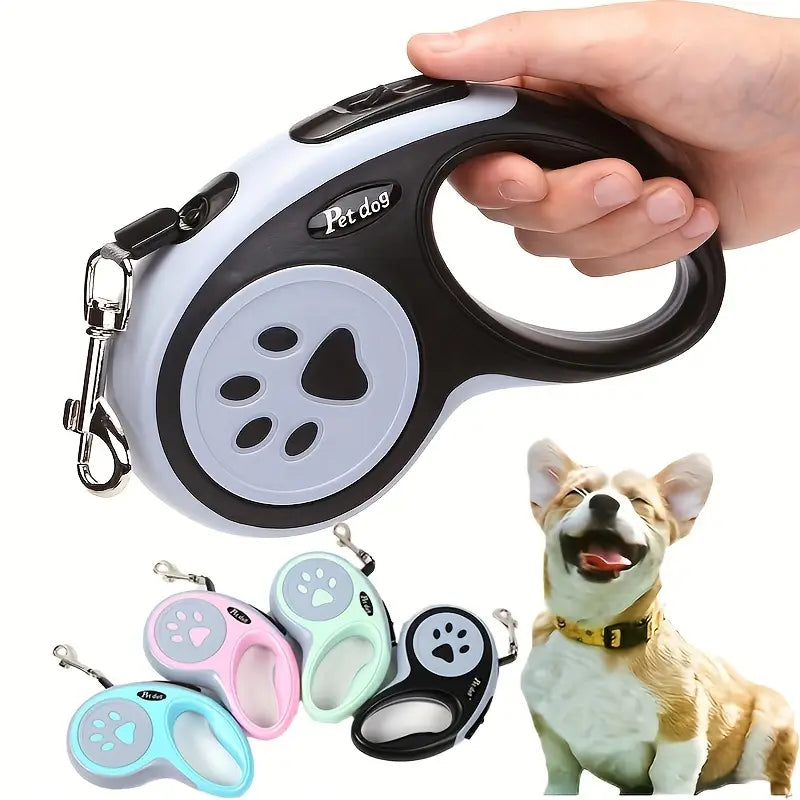 Paw Print Retractable Dog Leash