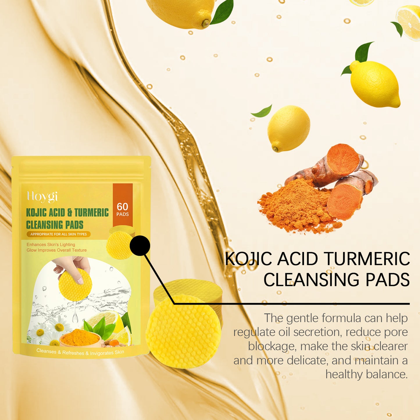 Turmeric Acid Cleansing Pad – Gentle Exfoliating & Hydrating Face Care for Smooth Radiant Skin
