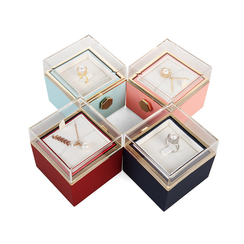 360° Flip Rose Gift Box Necklace Ring Gift Box for Women – Romantic Valentine’s & Mother’s Day Gift