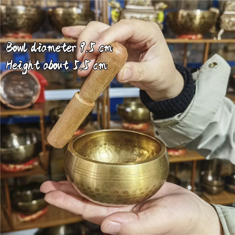Tibetan Brass Singing Bowl with Sanskrit – Handmade Meditation Instrument for Stress Relief & Mindfulness