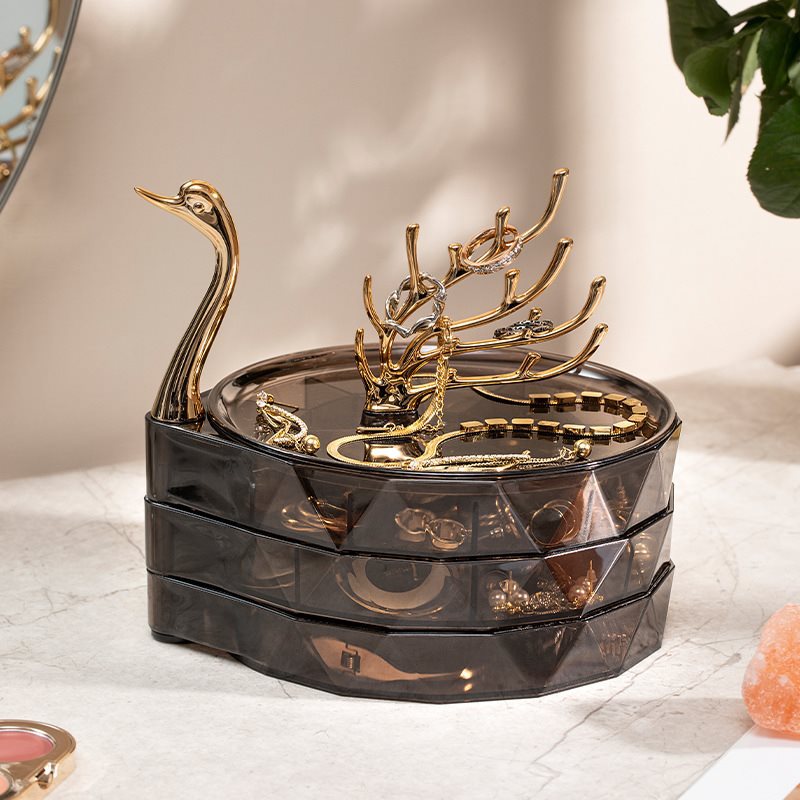 Fashionable Swan Jewelry Storage Box – Large Capacity Creative Home Organizer