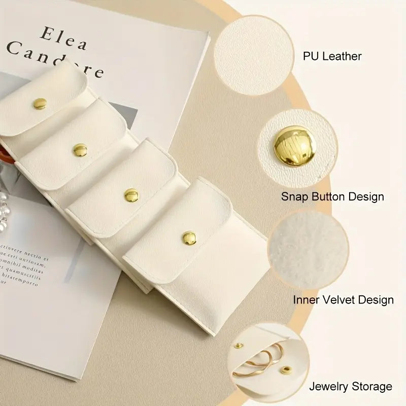 20pcs Assorted Colors Faux Leather Jewelry Pouches – Snap Closure Organizer for Rings, Necklaces & More