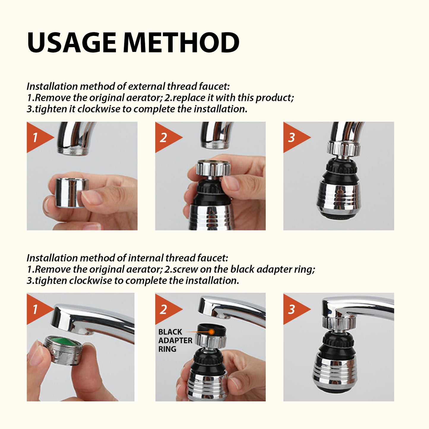 Supercharged Shower Head – 360° Rotating Stainless Steel Anti-Splash Faucet for Home & Kitchen