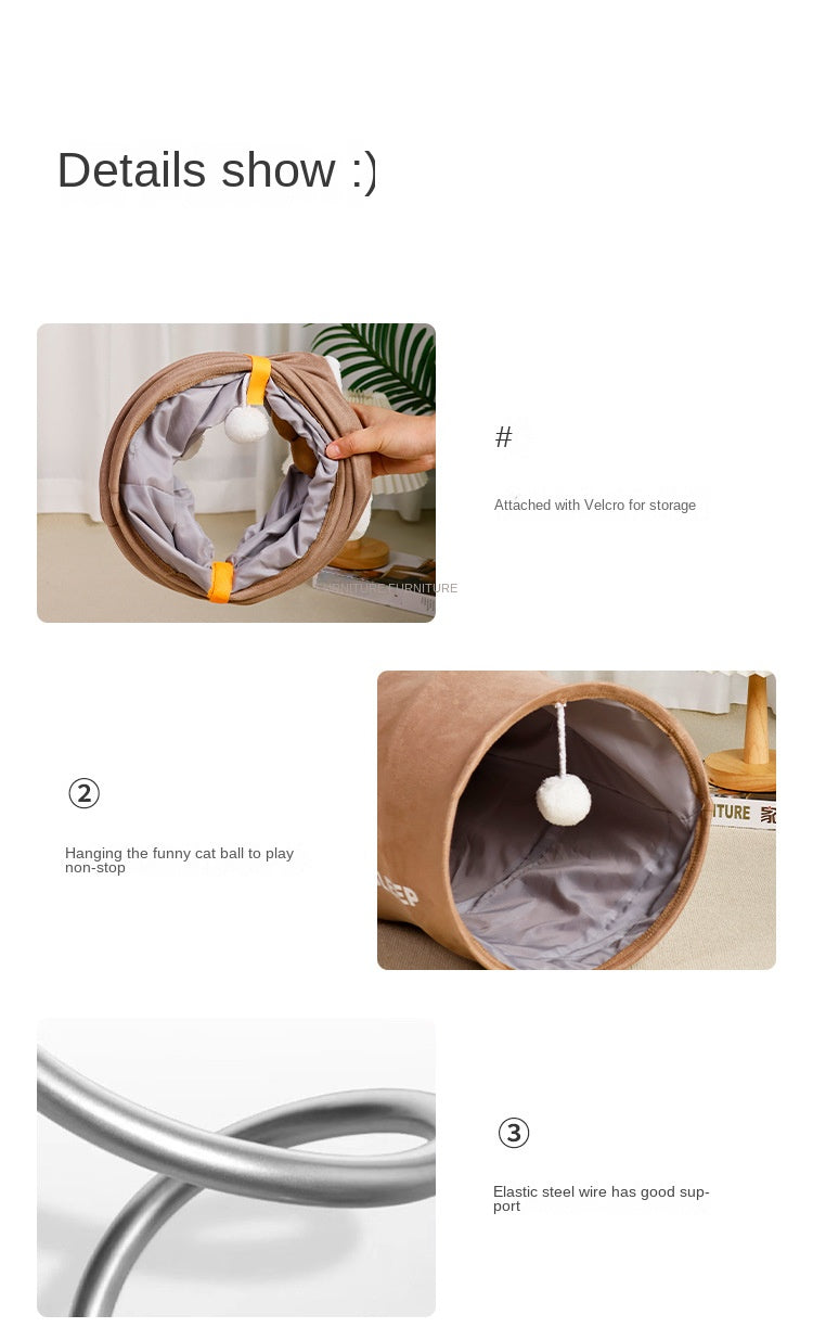 Cat Rolling Cage Toy Tunnel – Hide-and-Seek Straight Tunnel Cat Bed & Play Tube