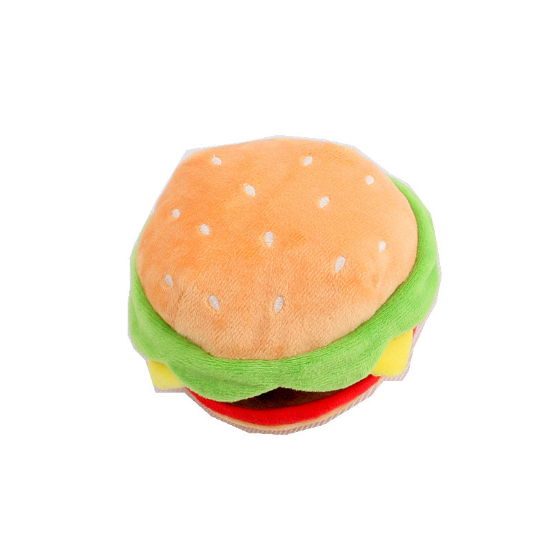 Pet Plush Toy – Simulation Pizza, Hamburger, Steak, Ice Cream & French Fries Sound Dog Toy