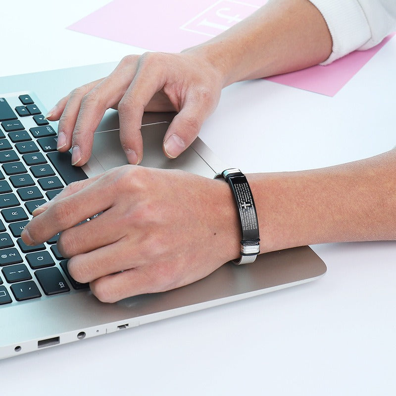 Titanium Men’s Bracelet – Hip Hop Stainless Steel Couple DIY Cross Jewelry for Men