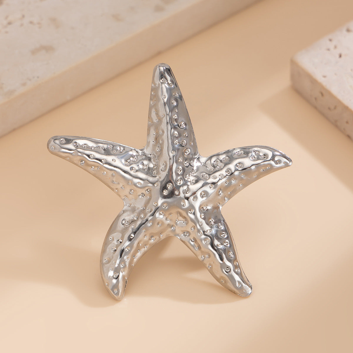 Starfish Beach Imitation Pearl Adjustable Ring – Holiday Style Alloy Women’s Jewelry
