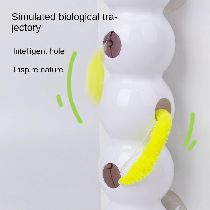 Interactive Smart Caterpillar Cat Toy – Suction Cup & Feather Tail for Cats
