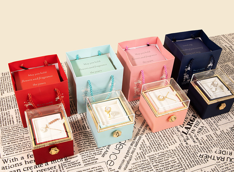 360° Flip Rose Gift Box Necklace Ring Gift Box for Women – Romantic Valentine’s & Mother’s Day Gift