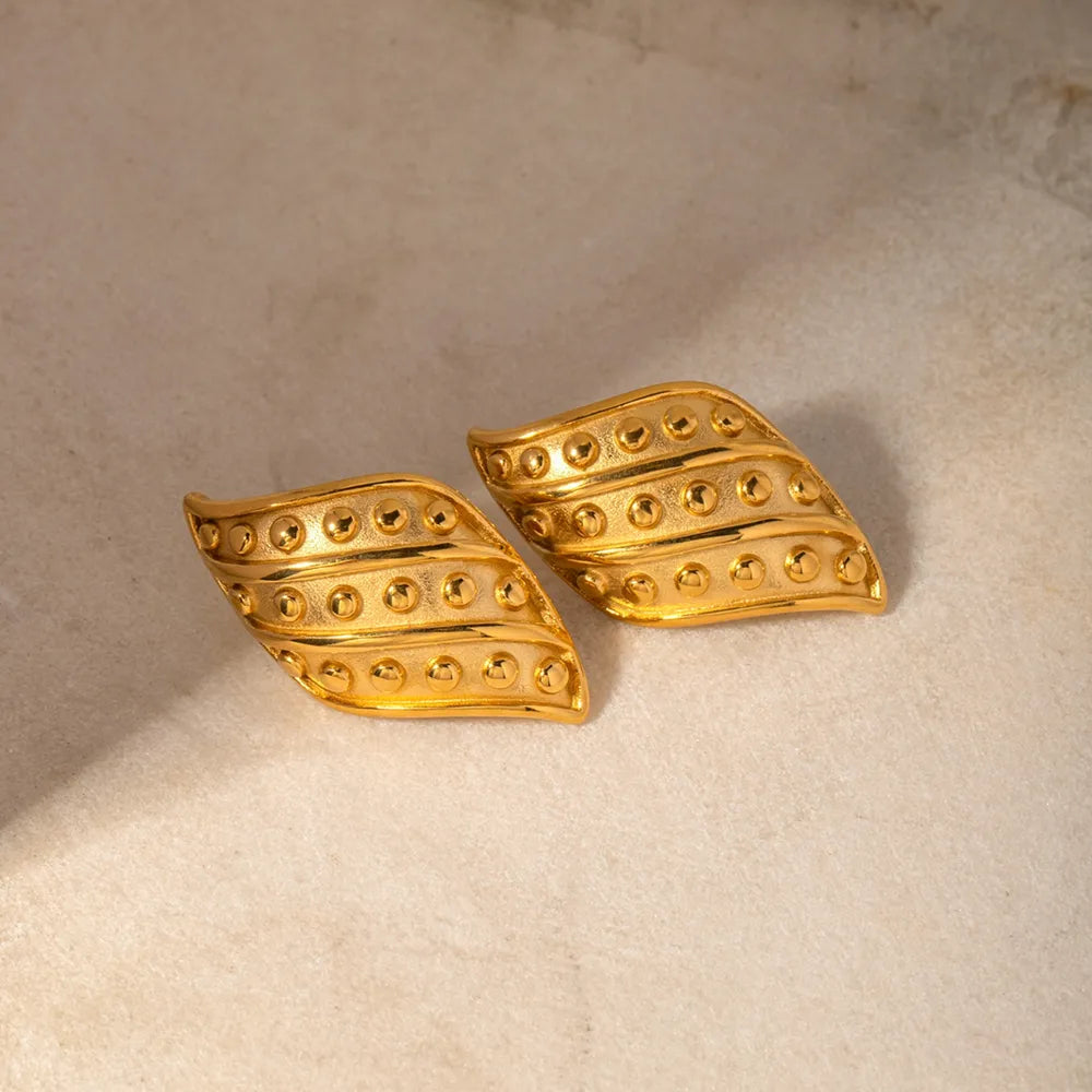 18K Gold-Plated Stainless Steel Stud Earrings – Perfect Gift for Her | Hypoallergenic & Long-Lasting