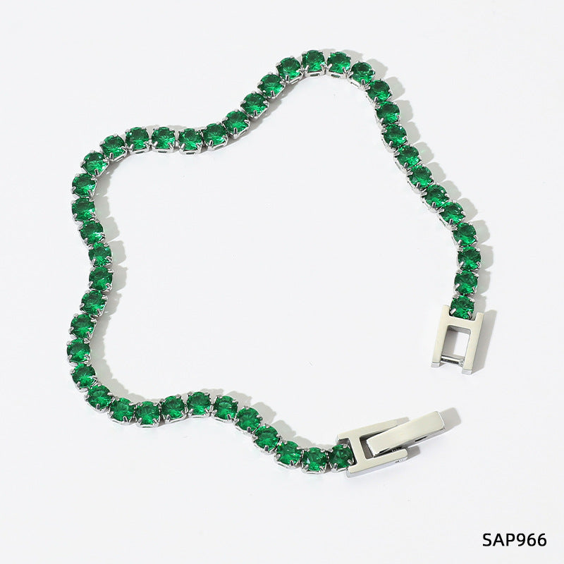 Stainless Steel 18K Gold Plated Cubic Zirconia Tennis Chain Bracelet for Women – Luxury Bling Jewelry