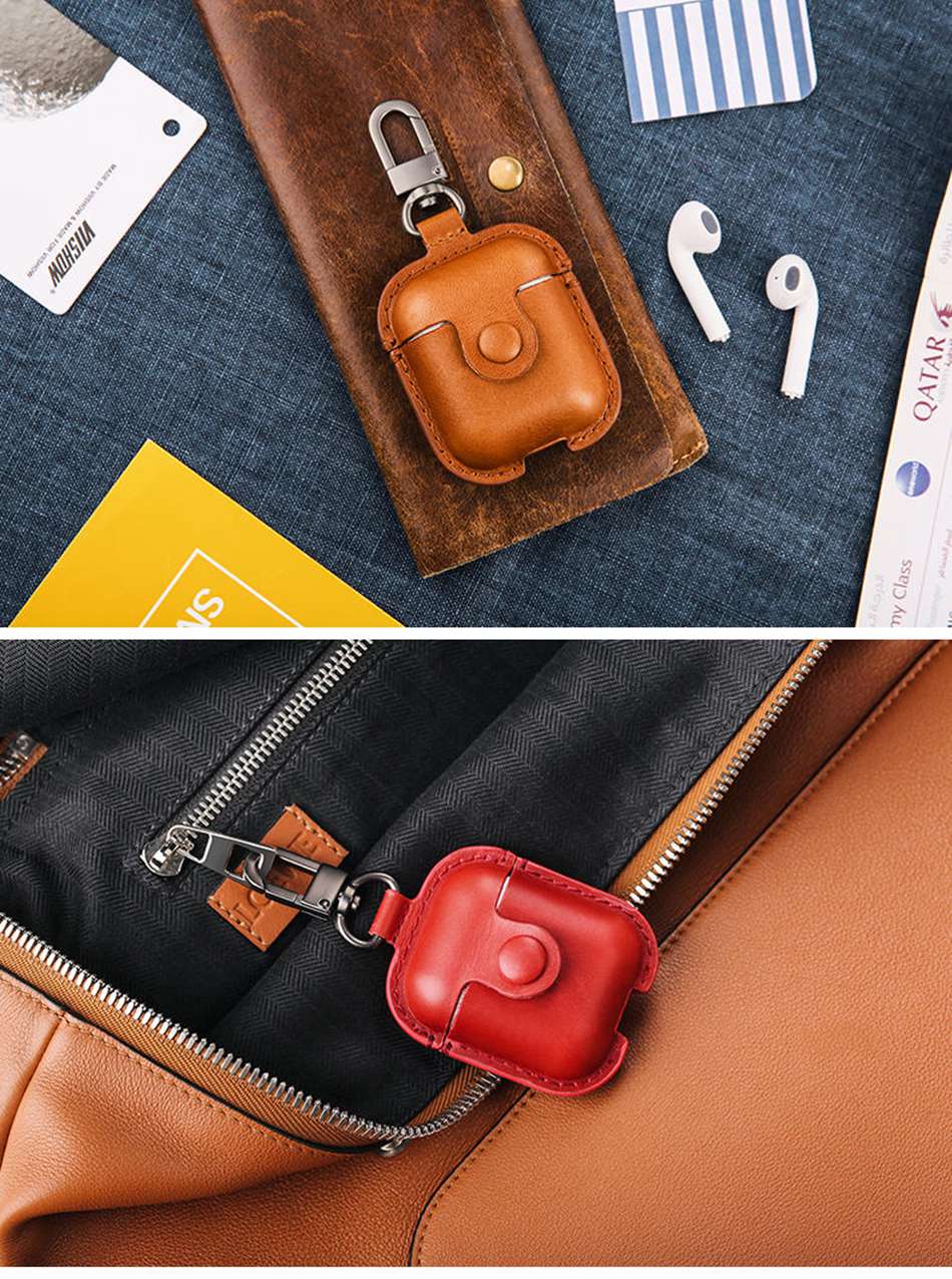 Headphone Case for AirPods – Luxury Genuine Leather Cover for Apple AirPods 2